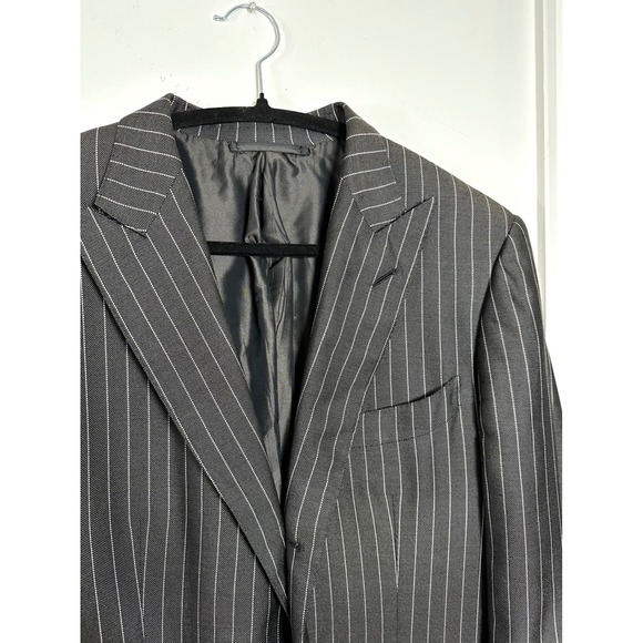 Tom Ford Charcoal Gray Pinstripe 52R Double Breasted Silk Wool Blazer 21BL4B - Picture 4 of 16